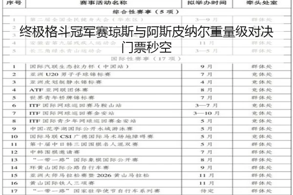 终极格斗冠军赛琼斯与阿斯皮纳尔重量级对决门票秒空